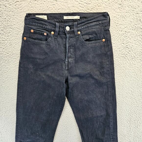 Levis Jeans Womens Size 24 Black Denim Wedgie Straight Button Fly‎ Mid Rise - Picture 2 of 13